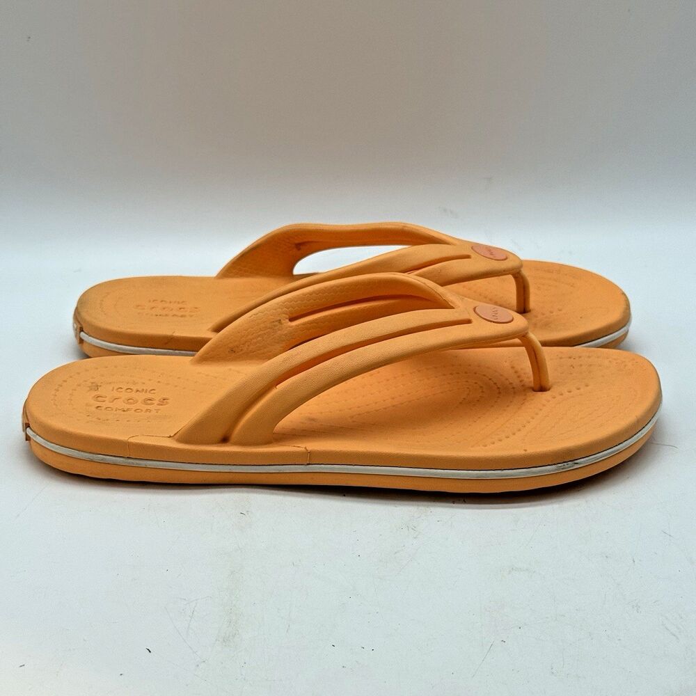 Crocs Crocband Flip Flops Women's 7 Orange Sorbet H2O Friendly Thong Pool Sandal - Picture 1 of 9
